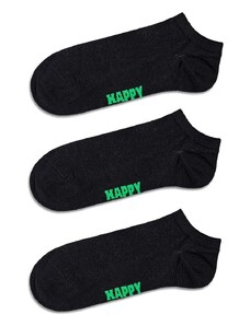 Nogavice Happy Socks Solid Low 3-pack črna barva