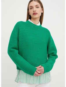 Volnen pulover Custommade ženski, zelena barva