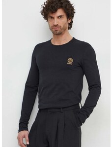 Majica z dolgimi rokavi Versace 2-pack moški, črna barva