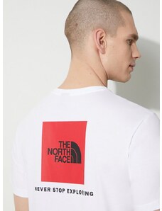 Bombažna kratka majica The North Face M S/S Redbox Tee moška, bela barva, NF0A87NPFN41