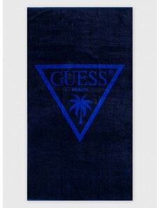 Bombažna brisača Guess mornarsko modra barva