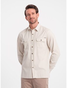 Ombre Clothing Ležerna krem srajca z žepi na gumbe V1 SHCS-0146