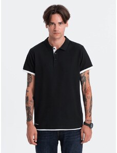 Ombre Clothing Brezčasna moška črna polo majica V8 POSS-0113