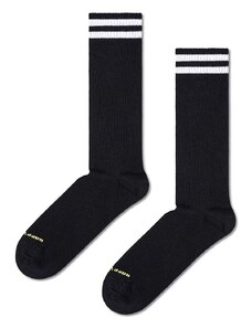 Nogavice Happy Socks Solid Sneaker Thin Crew Sock črna barva