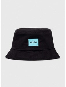 Bombažni klobuk HUGO črna barva