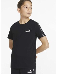 Otroška bombažna kratka majica Puma Ess Tape Tee B črna barva