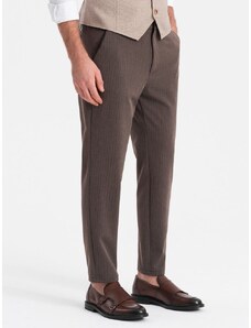 Ombre Clothing Moške chinos hlače v čokoladni barvi z elastičnim pasom V2 PACP-0158