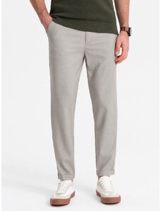 Ombre Clothing Trendovske svetlo sive chinos hlače z elastičnim pasom V1 PACP-0157