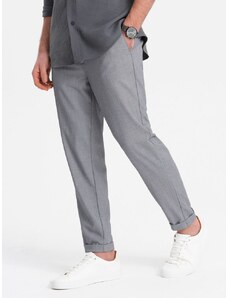 Ombre Clothing Trendovske sive chinos hlače z elastičnim pasom V2 PACP-0157