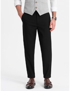 Ombre Clothing Trendovske črne chinos hlače z elastičnim pasom V4 PACP-0157