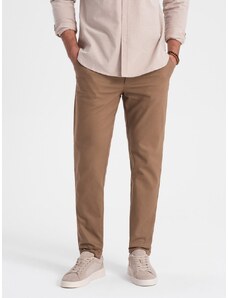 Ombre Clothing Chinos rjave hlače klasičnega kroja z nežno strukturo V2 PACP-0190