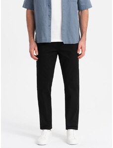 Ombre Clothing Moške črne chinos hlače slim fit V4 PACP-0186