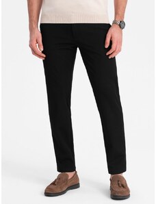 Ombre Clothing Elegantne črne chinos hlače klasičnega kroja V4 PACP-0191