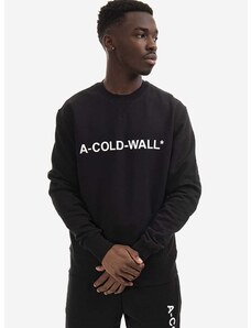 Bombažen pulover A-COLD-WALL* Essential Logo Crewneck moški, črna barva