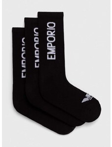 Nogavice Emporio Armani Underwear 3-pack moški, črna barva