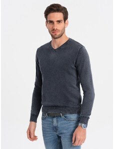 Ombre Clothing Moški pulover z V-izrezom v granat barvi V2 SWOS-0108