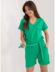 Fashionhunters Green summer jumpsuit with shorts