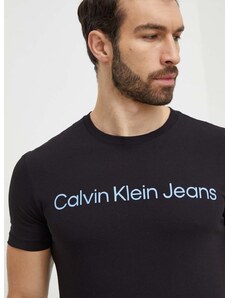 Bombažna kratka majica Calvin Klein Jeans črna barva