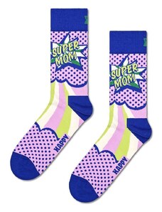 Nogavice Happy Socks Super Mom Sock ženske, vijolična barva