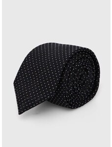 Svilena kravata HUGO črna barva