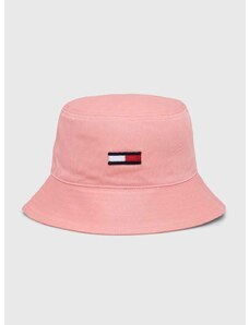 Bombažni klobuk Tommy Jeans roza barva