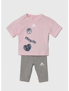 Komplet za dojenčka adidas roza barva