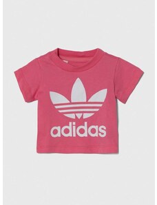 Otroška bombažna majica adidas Originals TREFOIL TEE roza barva