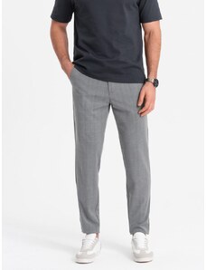 Ombre Clothing Moške sive hlače klasičnega kroja z vzorcem V3 PACP-0187
