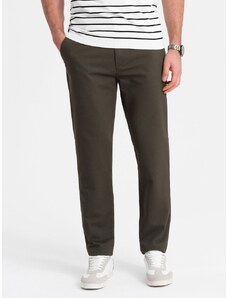 Ombre Clothing Moške kaki klasične chinos hlače z nežno teksturo V2 PACP-0188