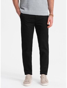 Ombre Clothing Moške črne klasične chinos hlače z nežno teksturo V5 PACP-0188