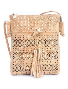 CORK Elegantna izrezljana torbica z zlatim poudarkom VAROSA