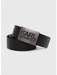 Usnjen pas Karl Lagerfeld moški, črna barva