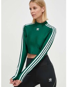 Majica z dolgimi rokavi adidas Originals ženski, zelena barva