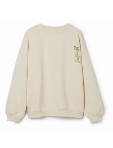 Otroški bombažen pulover Desigual bež barva
