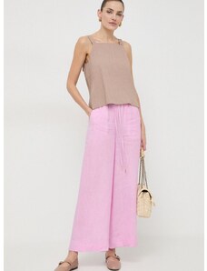 Lanene hlače Marella roza barva