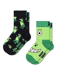 Otroške nogavice Happy Socks Kids Dino Socks 2-pack zelena barva