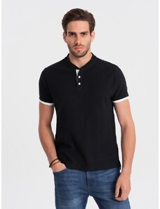 Ombre Clothing Udobna trendovska črna polo majica V8 TSCT-0156