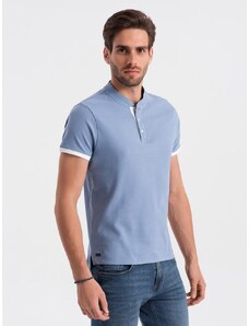 Ombre Clothing Udobna trendovska modra polo majica V3 TSCT-0156