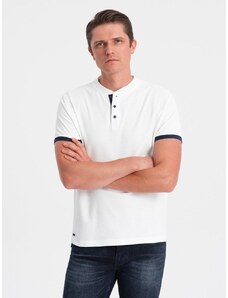 Ombre Clothing Udobna trendovska bela polo majica V1 TSCT-0156