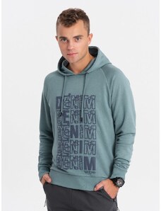 Ombre Clothing Edinstveni turkizen pulover z napisom denim V2 SSPS-0158