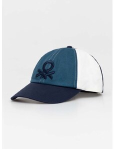 Otroška bombažna bejzbolska kapa United Colors of Benetton mornarsko modra barva