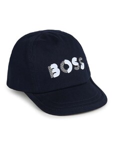 Otroška bombažna bejzbolska kapa BOSS mornarsko modra barva