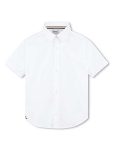 Otroška bombažna srajca BOSS bela barva