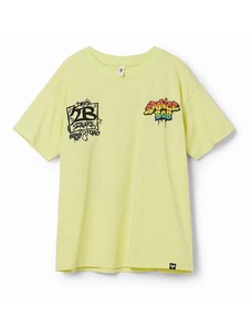 Otroška bombažna kratka majica Desigual rumena barva