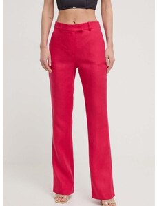 Lanene hlače Luisa Spagnoli roza barva
