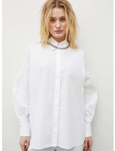 Bombažna srajca Drykorn ženska, bela barva