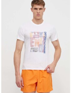 Bombažna kratka majica Emporio Armani Underwear bela barva
