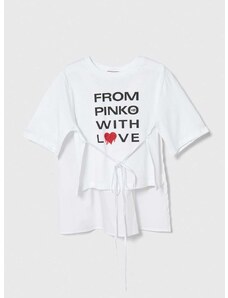 Otroška kratka majica Pinko Up bela barva