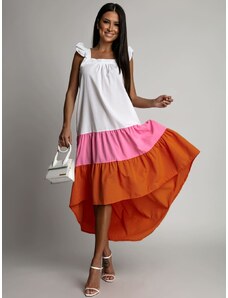 FASARDI Summer dress on hangers with longer back, pink and orange