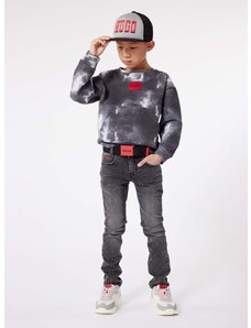 Otroški pulover HUGO siva barva